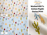 Washed 100 % Organic Cotton Poplin, Cactus Print Fabric. GK - 014 - G.k Fashion Fabrics