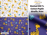 Washed 100 % Organic Cotton Poplin, Giraffe Print Fabric. GK - 002 - G.k Fashion Fabrics