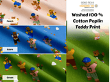 Washed 100 % Organic Cotton Poplin, Teddy Print Fabric. GK - 016 - G.k Fashion Fabrics