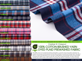 100% Cotton Brushed Yarn Dyed Plaid Prewashed Fabric Combed And Mercerised - G.k Fashion Fabrics
