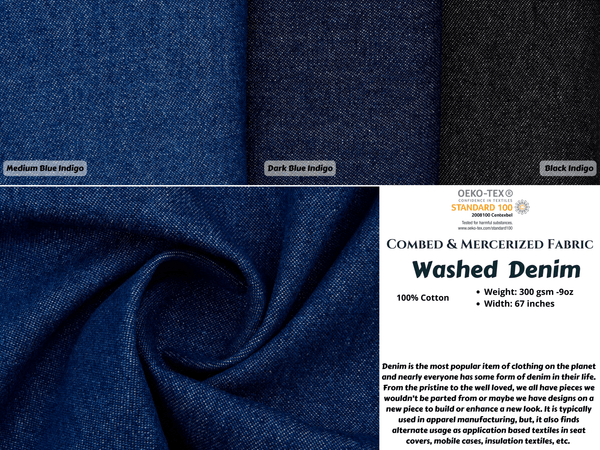 100% Cotton Heavy Washed Denim Without Spandex Fabric - 9oz - G.k Fashion Fabrics