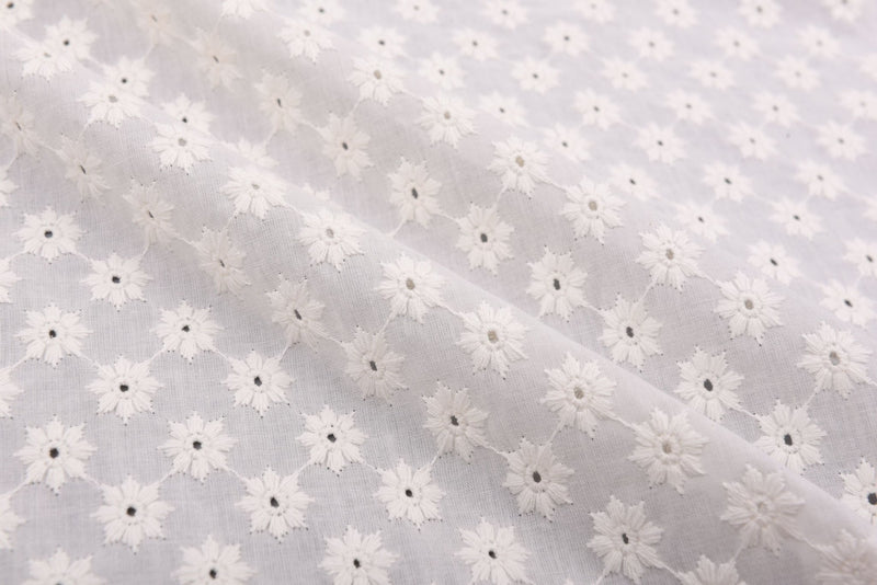 100 % Cotton Lawn Daisy Eyelet Embroidery Fabric - G.k Fashion Fabrics