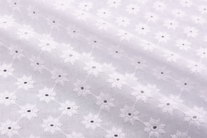 100 % Cotton Lawn Daisy Eyelet Embroidery Fabric - G.k Fashion Fabrics