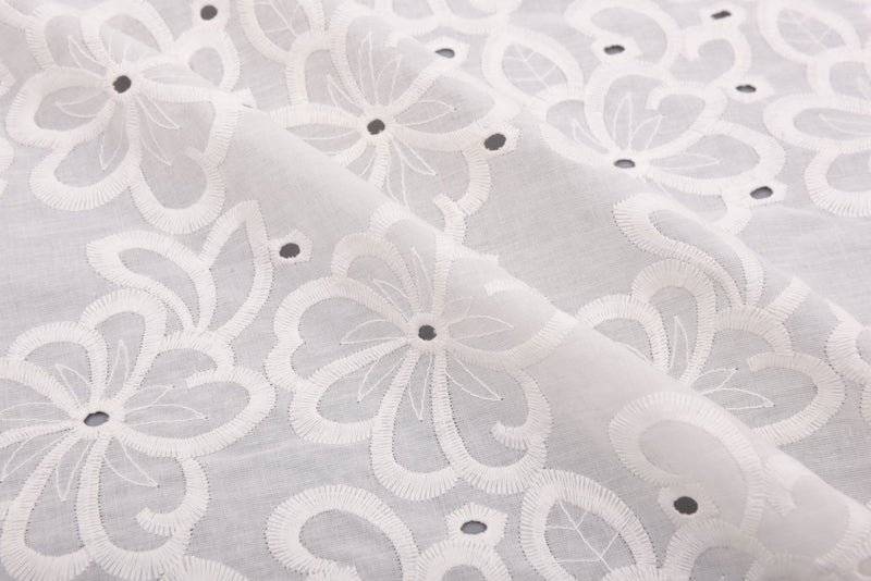 100 % Cotton Lawn Whispering Petals Eyelet Embroidery Fabric - G.k Fashion Fabrics