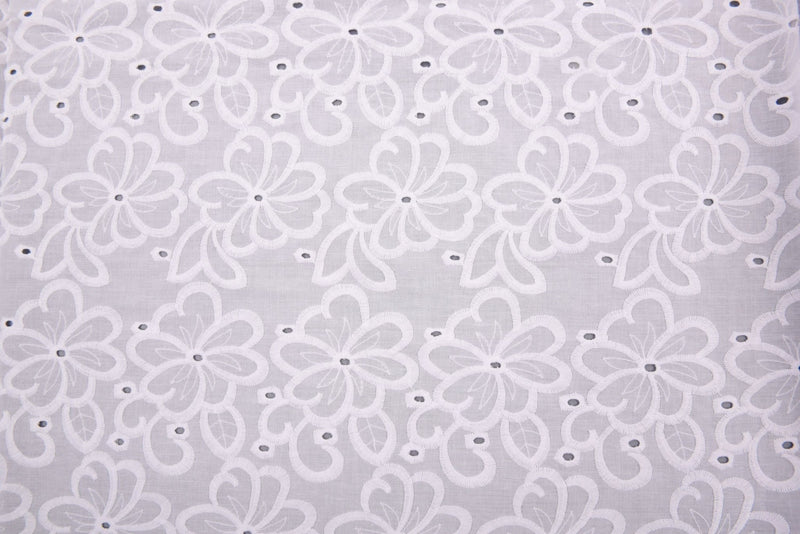 100 % Cotton Lawn Whispering Petals Eyelet Embroidery Fabric - G.k Fashion Fabrics