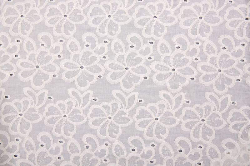 100 % Cotton Lawn Whispering Petals Eyelet Embroidery Fabric - G.k Fashion Fabrics