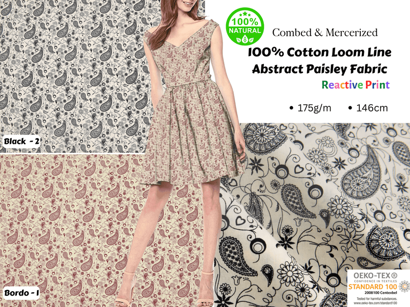 100% Cotton Loom Line Abstract Paisley Fabric-013 - G.k Fashion Fabrics Loom Line Cotton