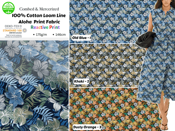 100% Cotton Loom Line Aloha Print Fabric - 134 - G.k Fashion Fabrics Loom Line Cotton