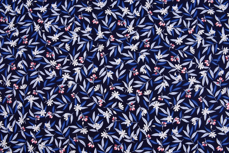 100% Cotton Loom Line Berry & Petals Fabric - 128 - G.k Fashion Fabrics Navy - 4 / Price Per Half Yard Loom Line Cotton