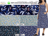 100% Cotton Loom Line Berry & Petals Fabric - 128 - G.k Fashion Fabrics Loom Line Cotton