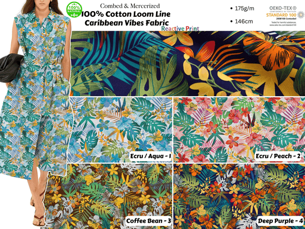 100% Cotton Loom Line Caribbean Vibes Fabric - 071 - G.k Fashion Fabrics Loom Line Cotton