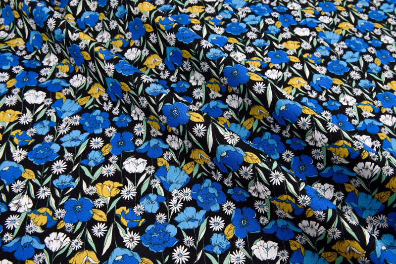 100% Cotton Loom Line Floral Fields Fabric - 108 - G.k Fashion Fabrics Azure - 4 / Price Per Half Yard Loom Line Cotton