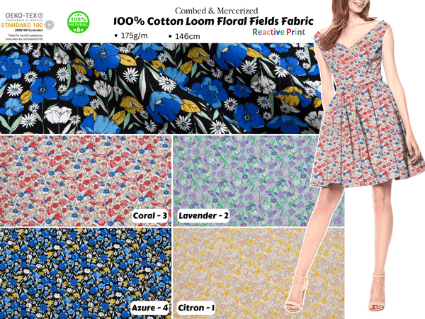 100% Cotton Loom Line Floral Fields Fabric - 108 - G.k Fashion Fabrics Loom Line Cotton