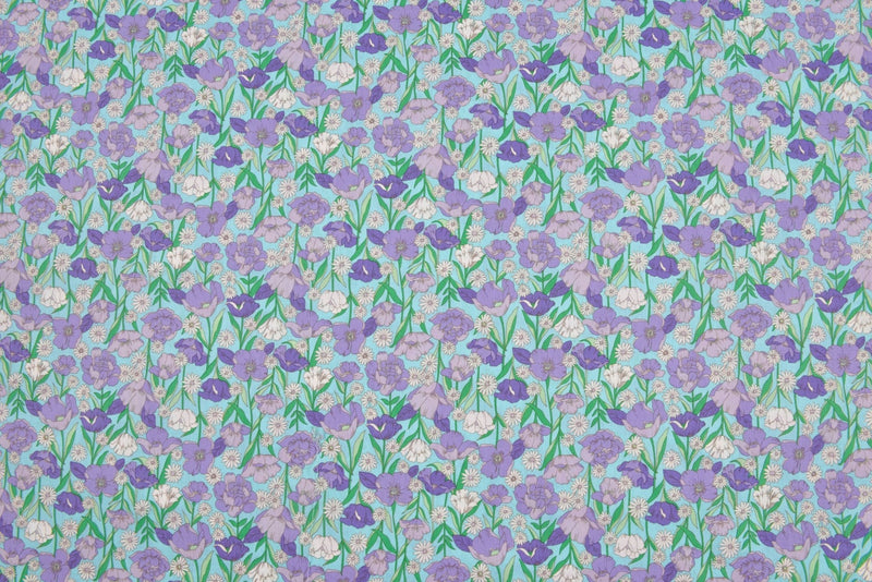 100% Cotton Loom Line Floral Fields Fabric - 108 - G.k Fashion Fabrics Lavender - 2 / Price Per Half Yard Loom Line Cotton