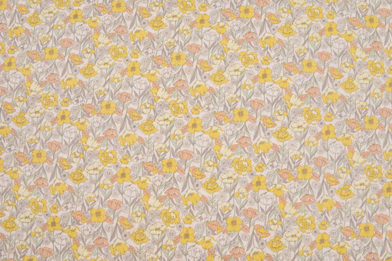 100% Cotton Loom Line Floral Fields Fabric - 108 - G.k Fashion Fabrics Citron - 1 / Price Per Half Yard Loom Line Cotton