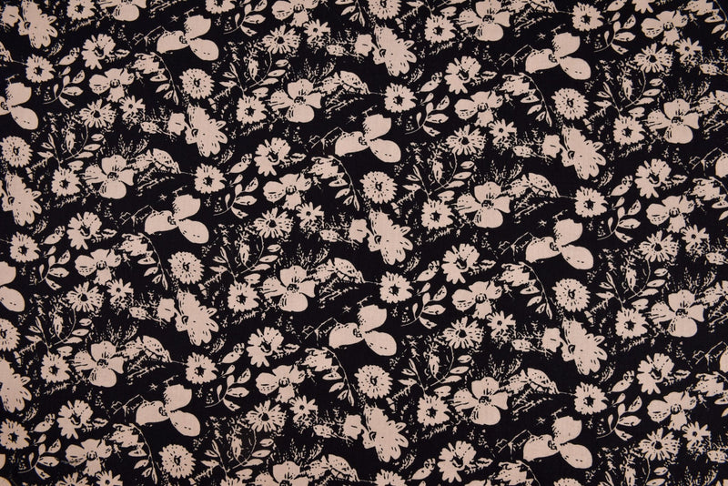 100% Cotton Loom Line Floral Memories Fabric - G.k Fashion Fabrics Black - 1 / Price Per Half Yard Loom Line Cotton