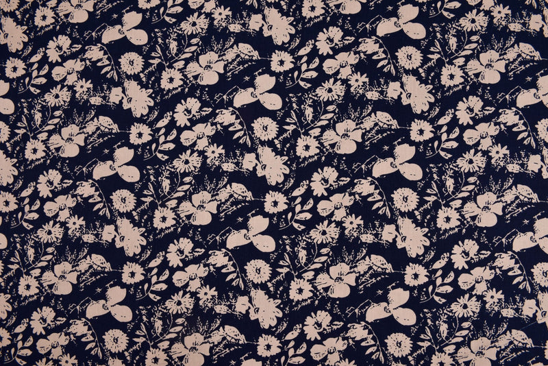 100% Cotton Loom Line Floral Memories Fabric - G.k Fashion Fabrics Navy - 2 / Price Per Half Yard Loom Line Cotton