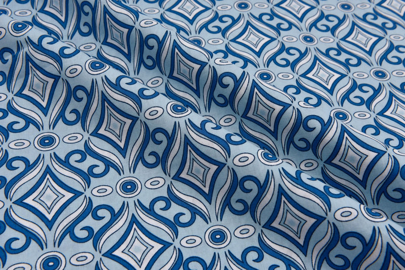 100% Cotton Loom Line Gatework print Fabric - G.k Fashion Fabrics Mint Blue - 1 / Price Per Half Yard cotton poplin