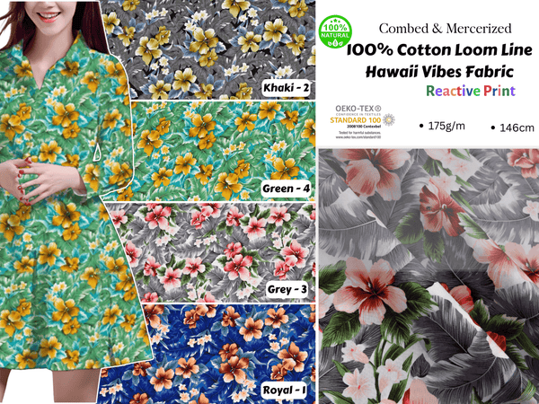 100% Cotton Loom Line Hawaii Vibes Fabric - G.k Fashion Fabrics Loom Line Cotton