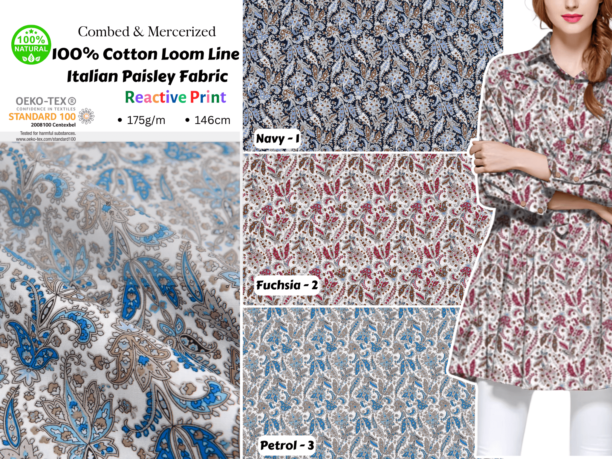 100% Cotton Loom Line Italian Paisley Fabric - 139 – G.k Fashion Fabrics