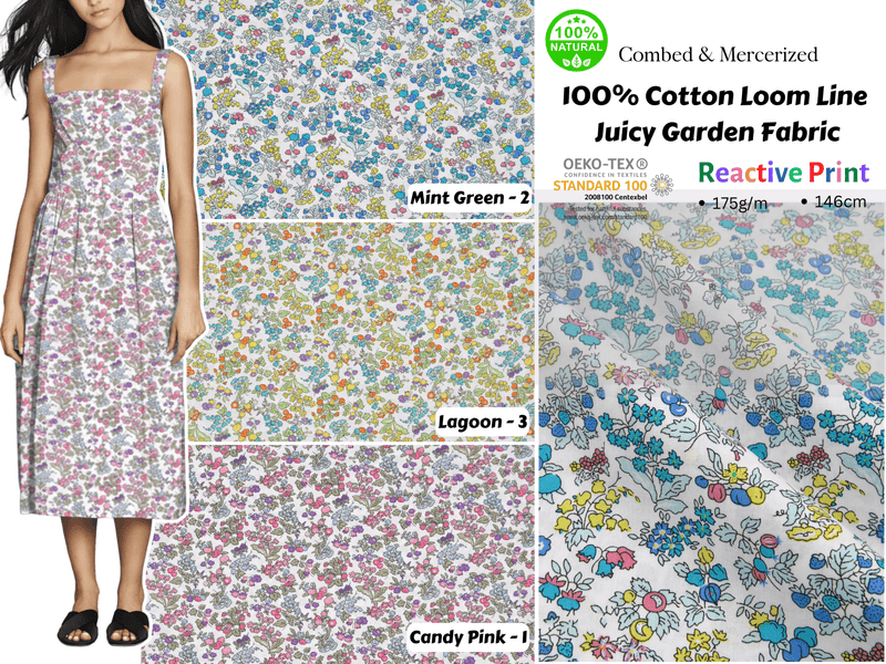 100% Cotton Loom Line Juicy Garden Fabric - 154 - G.k Fashion Fabrics Loom Line Cotton