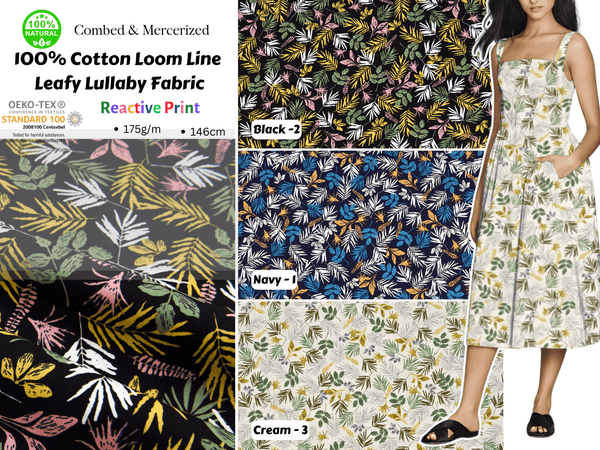 100% Cotton Loom Line Leafy Lullaby Fabric - 146 - G.k Fashion Fabrics Loom Line Cotton