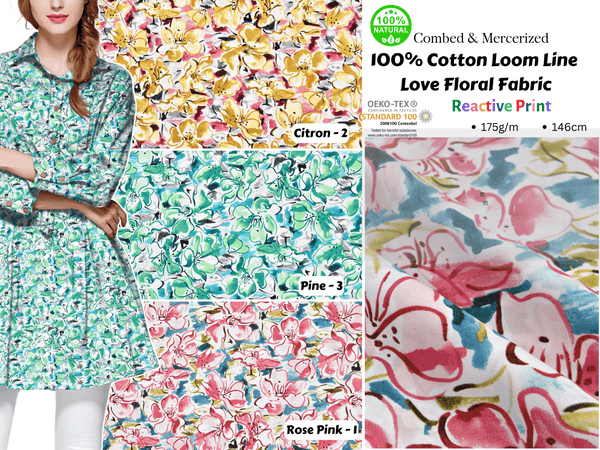 100% Cotton Loom Line Love Floral Fabric - 120 - G.k Fashion Fabrics Loom Line Cotton