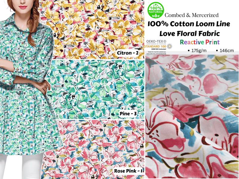 100% Cotton Loom Line Love Floral Fabric - 120 - G.k Fashion Fabrics Loom Line Cotton