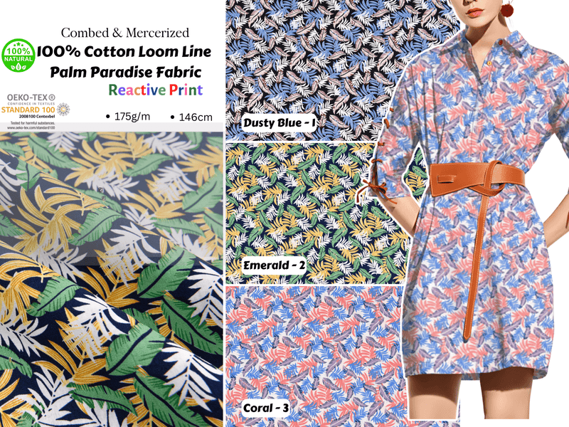 100% Cotton Loom Line Palm Paradise Fabric - 131 - G.k Fashion Fabrics Loom Line Cotton