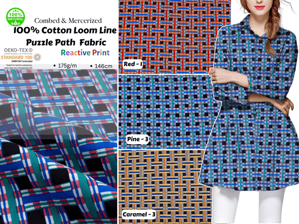 100% Cotton Loom Line Puzzle Path Fabric - G.k Fashion Fabrics Loom Line Cotton