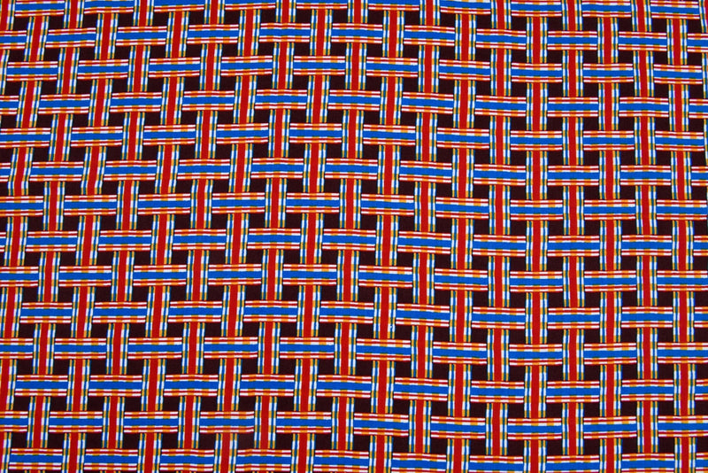 100% Cotton Loom Line Puzzle Path Fabric - G.k Fashion Fabrics Red - 1 / Price Per Half Yard Loom Line Cotton