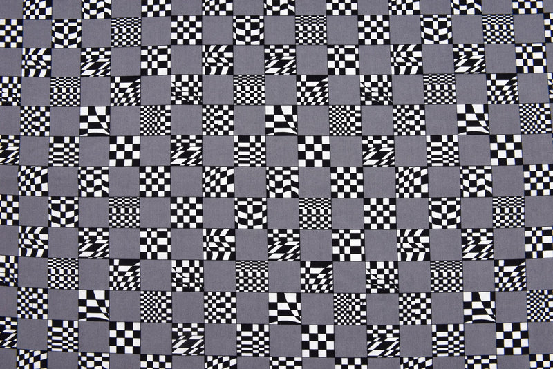 100% Cotton Loom Line Racing Blocks Fabric - 075 - G.k Fashion Fabrics Silver Grey - 2 / Price Per Half Yard Loom Line Cotton