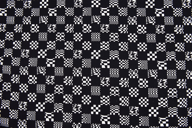 100% Cotton Loom Line Racing Blocks Fabric - 075 - G.k Fashion Fabrics Black - 1 / Price Per Half Yard Loom Line Cotton