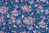 100% Cotton Loom Line Roses Bloom Fabric - 3099 - G.k Fashion Fabrics Petrol - 5 / Price Per Half Yard Loom Line Cotton