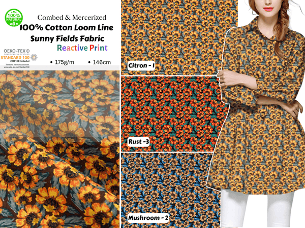 100% Cotton Loom Line Sunny Fields Fabric - 169 - G.k Fashion Fabrics Loom Line Cotton