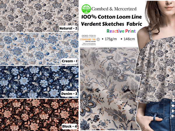 100% Cotton Loom Line Verdent Sketches Fabric - G.k Fashion Fabrics Loom Line Cotton