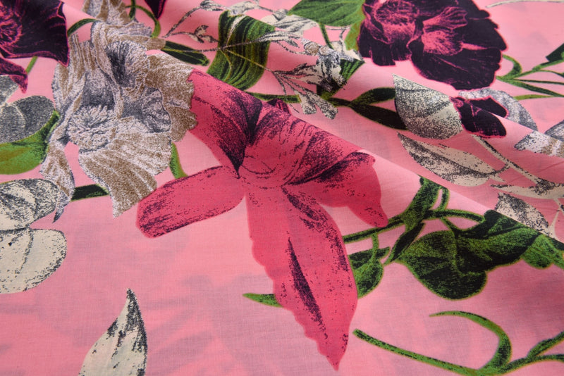 100% Cotton Loom Line Wild Hibiscus Fabric - 069 - G.k Fashion Fabrics Loom Line Cotton