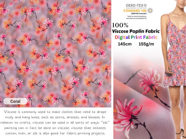 100 % Viscose Poplin  Digital Print Fabric - 1006