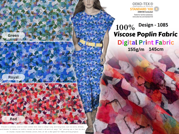 100 % Viscose Poplin  Digital Print Fabric - 1085