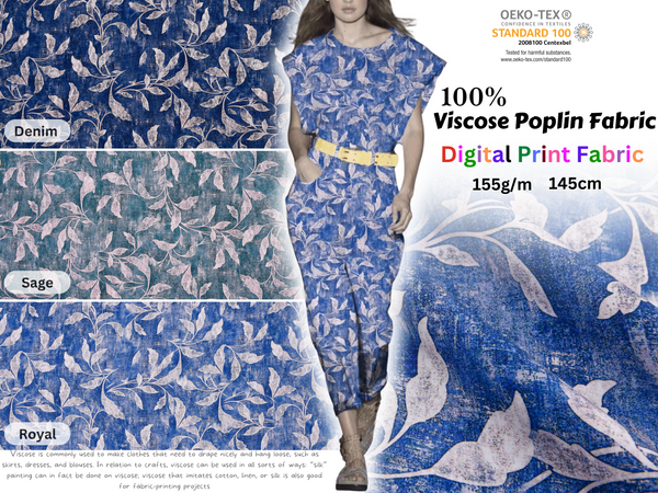 100 % Viscose Poplin  Digital Print Fabric - 1096