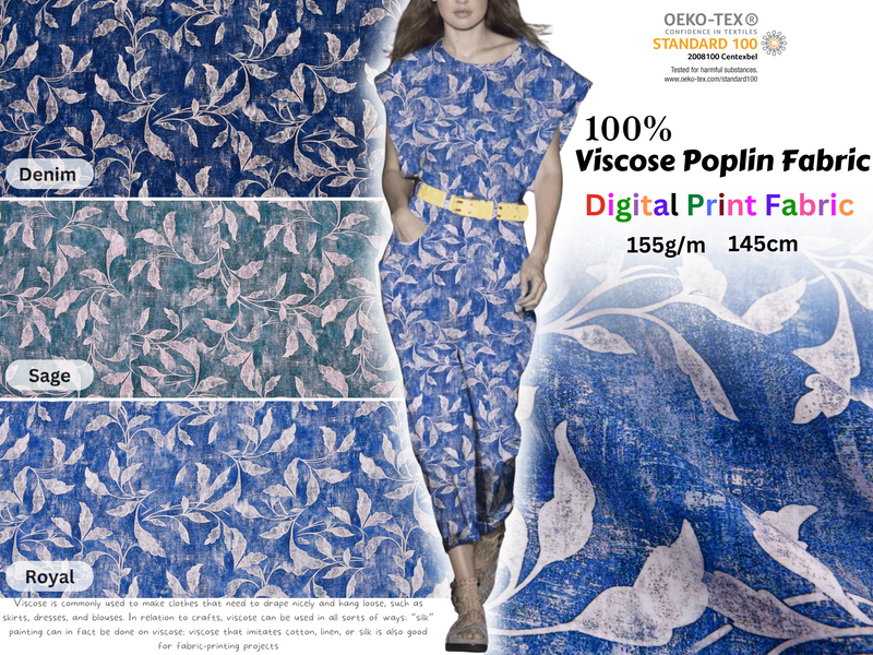 100 % Viscose Poplin  Digital Print Fabric - 1096