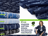 10oz Washed Cotton Denim Distressed Jacquard Fabric – Combed & Mercerized - 7425 - G.k Fashion Fabrics