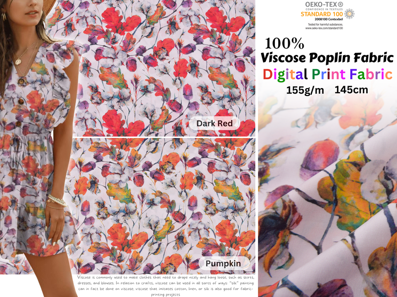 100 % Viscose Poplin  Digital Print Fabric - 1122