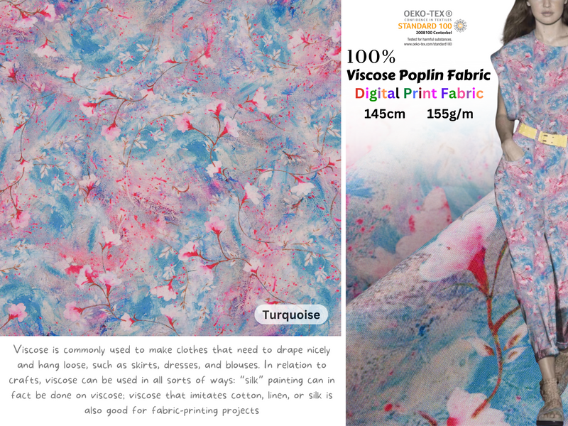 100 % Viscose Poplin  Digital Print Fabric - 1123