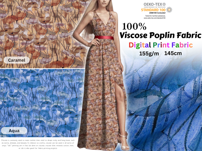 100 % Viscose Poplin  Digital Print Fabric - 1125