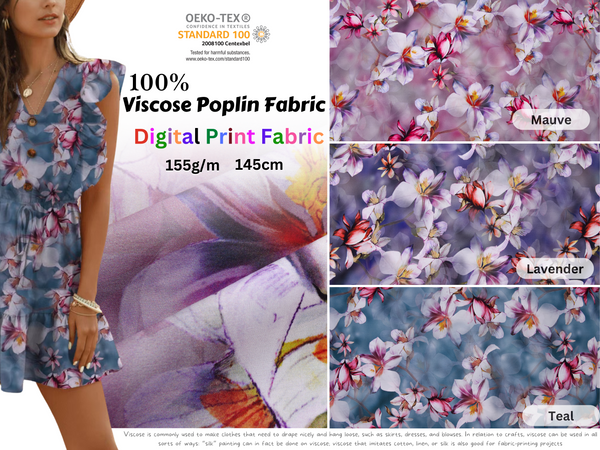 100 % Viscose Poplin  Digital Print Fabric - 1126