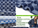 11oz Washed Cotton Denim Checkerboard Jacquard Fabric – Combed & Mercerized - 7428 - G.k Fashion Fabrics