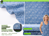 Lace Swirl Print -  Washed Cotton Denim Chambray Fabric-20998