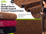 13oz Washed Denim Chenille Leopard Textured Jacquard Fabric - 7937 - G.k Fashion Fabrics