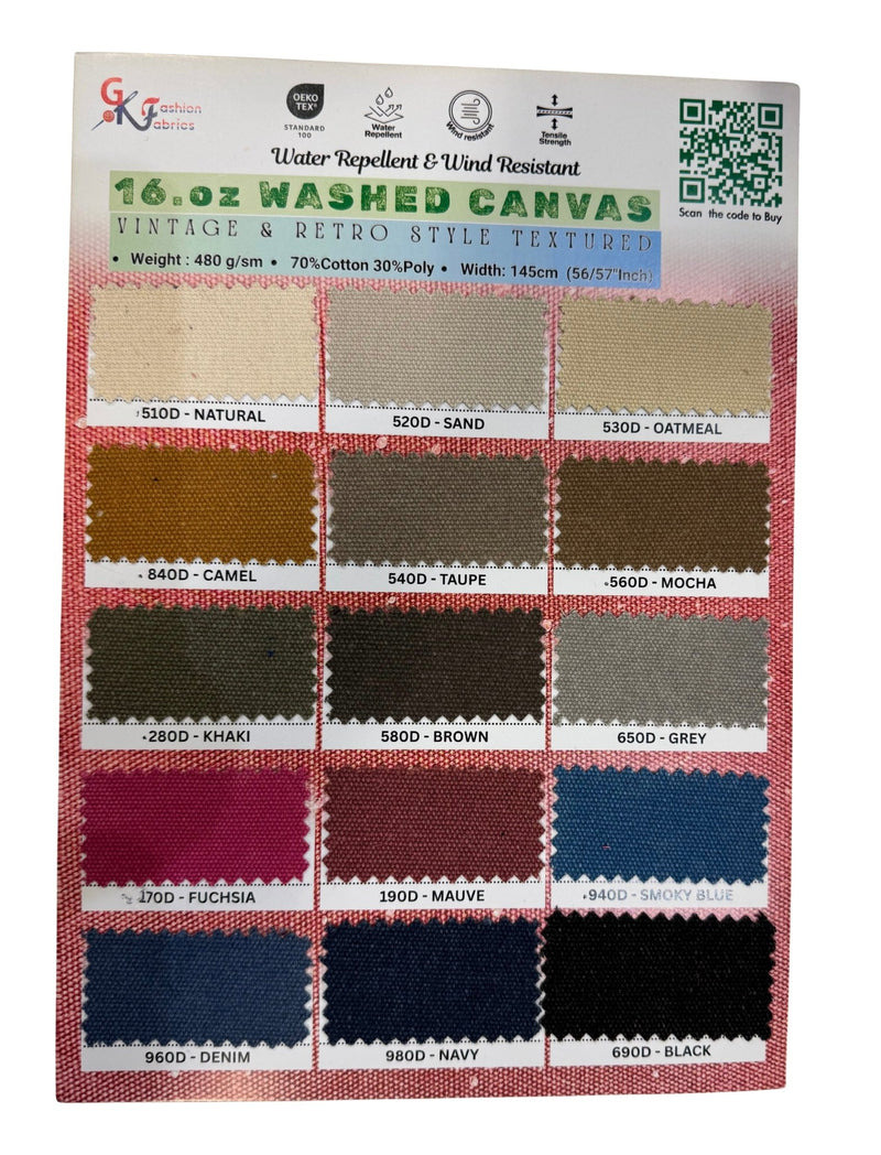 16oz Canvas Water Repellent Fabric - G.k Fashion Fabrics